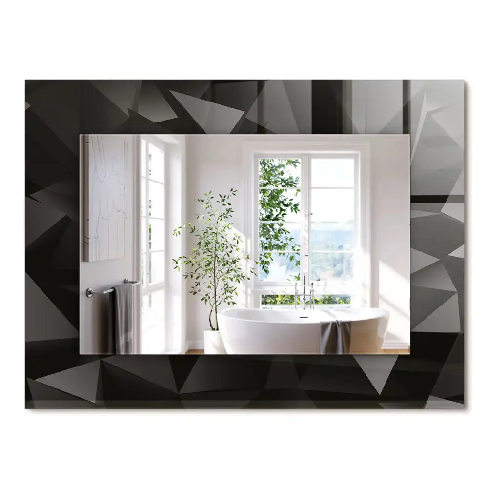 Miroir rectangulaire à cadre imprimé formes géométriques noires