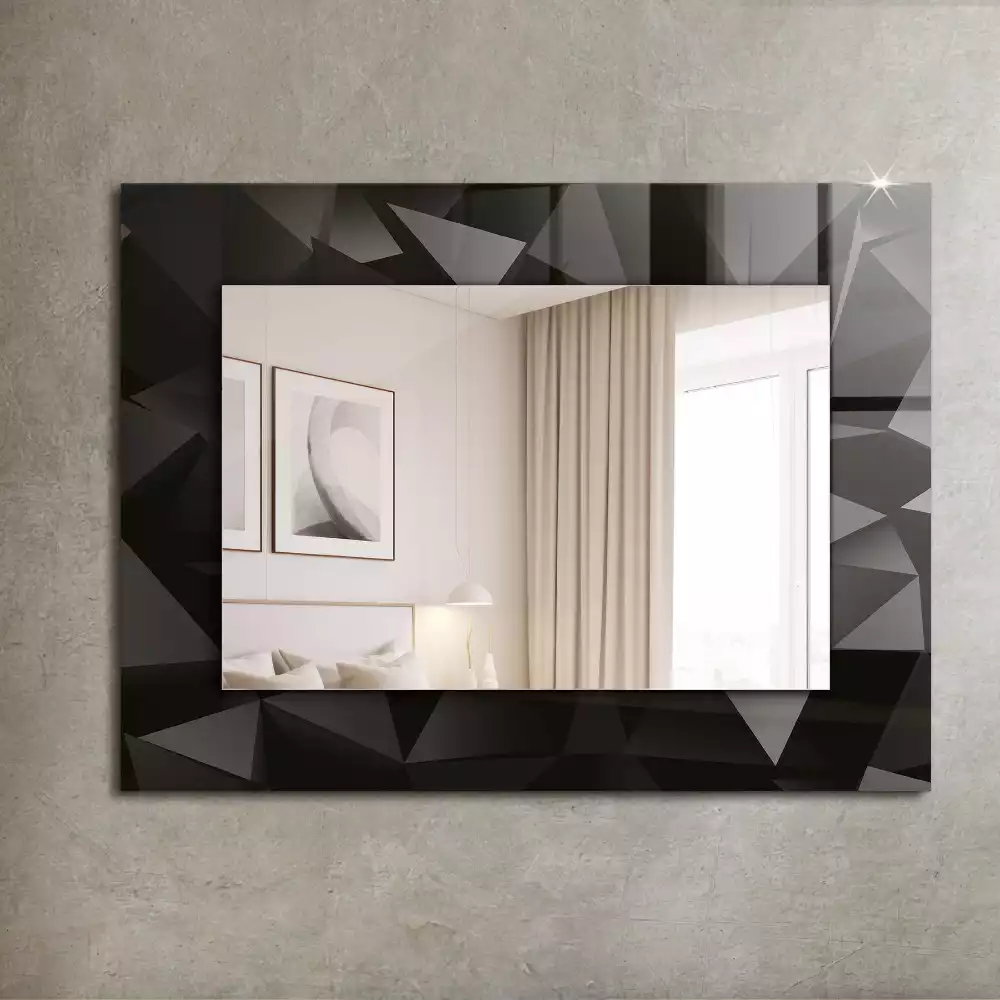 Miroir rectangulaire à cadre imprimé formes géométriques noires