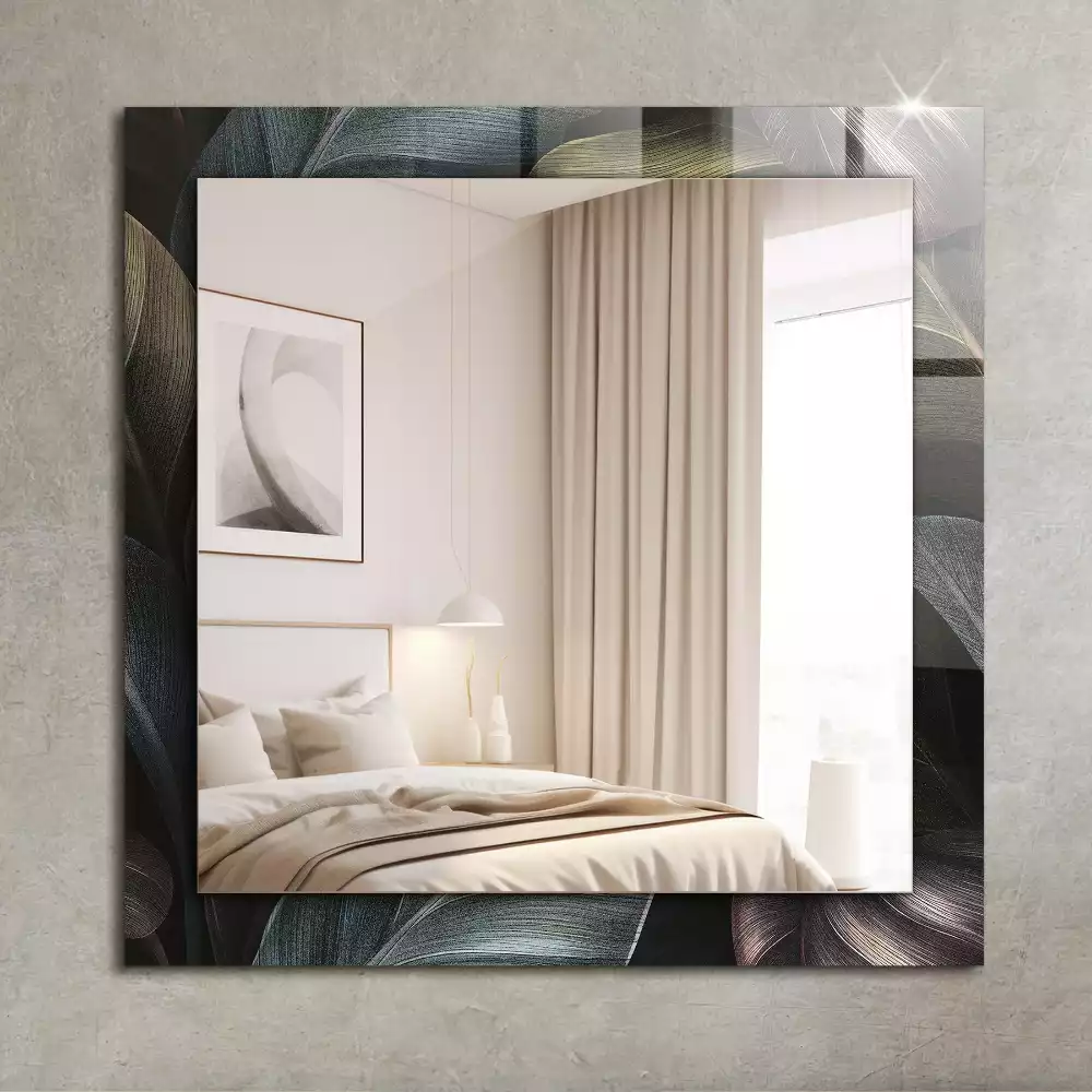 Miroir rectangulaire décoratif feuilles colorées de plantes