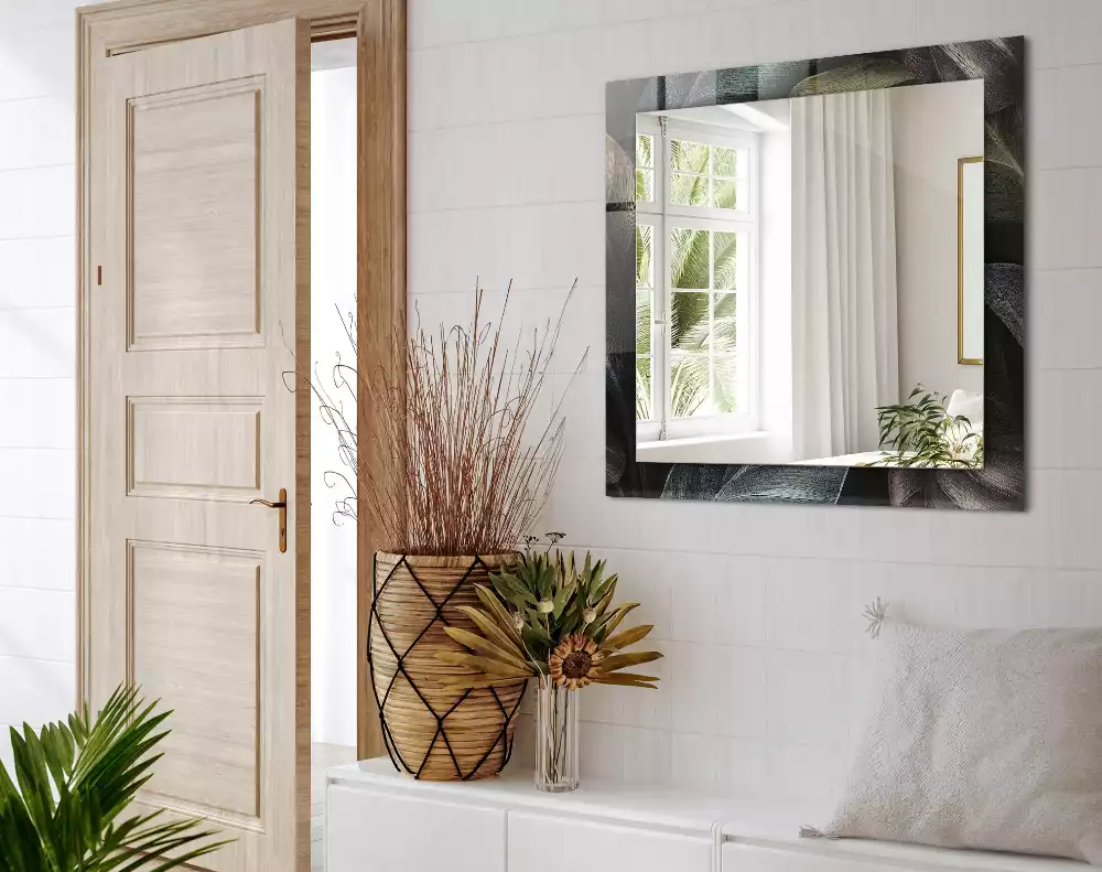 Miroir rectangulaire décoratif feuilles colorées de plantes