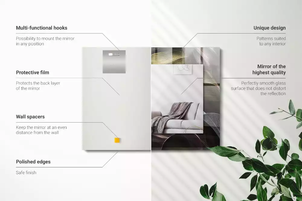 Miroir rectangulaire décoratif feuilles colorées de plantes