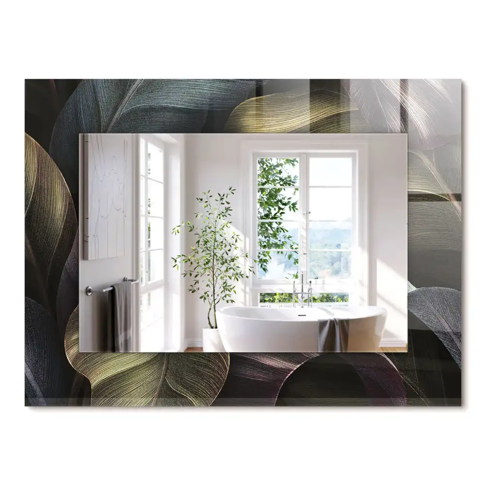 Miroir rectangulaire décoratif feuilles colorées de plantes