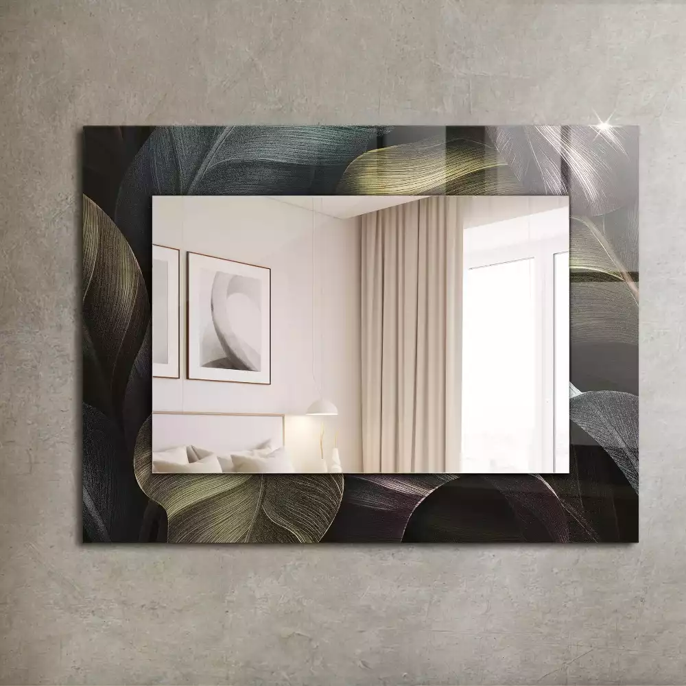 Miroir rectangulaire décoratif feuilles colorées de plantes