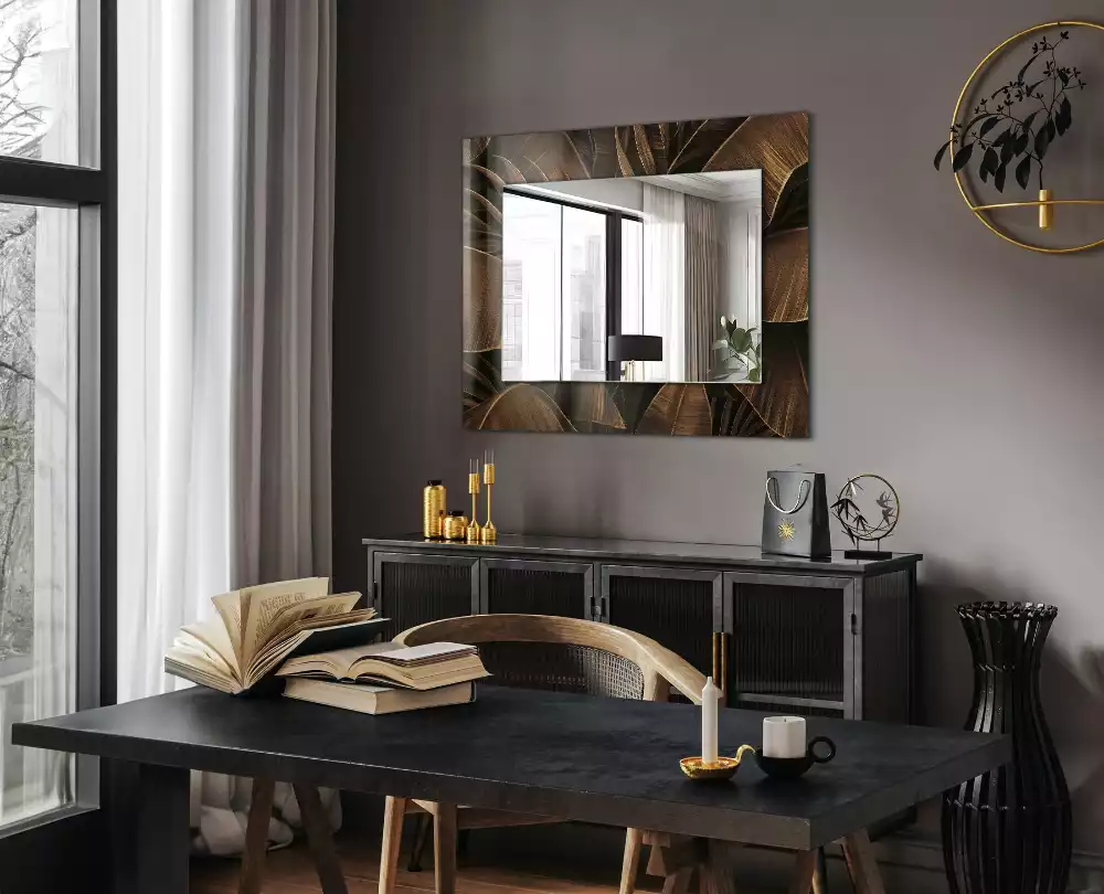 Miroir rectangulaire imprimé feuilles tropicales