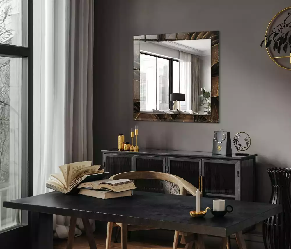 Miroir rectangulaire imprimé feuilles tropicales
