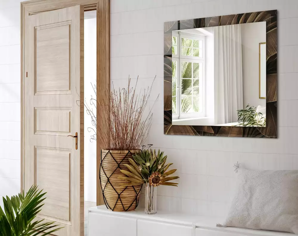 Miroir rectangulaire imprimé feuilles tropicales