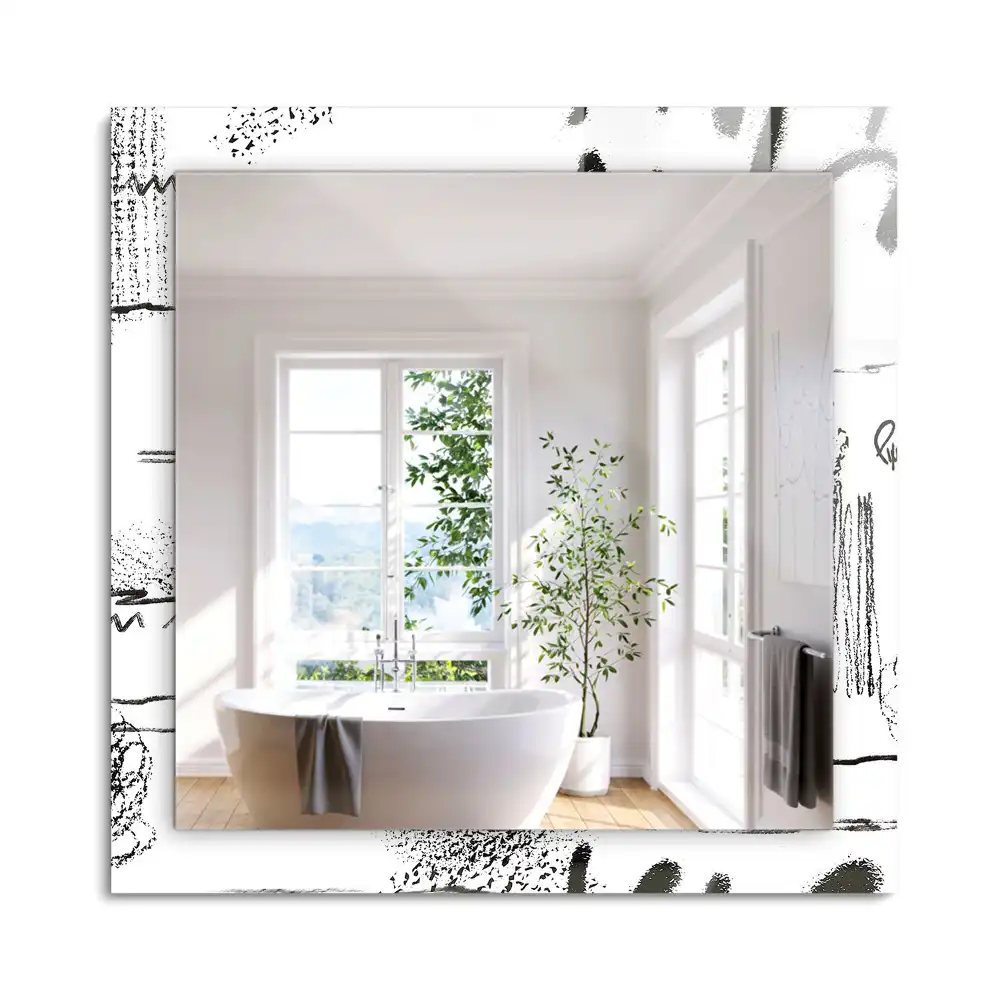 Miroir rectangulaire à cadre imprimé lignes ondulées modernes abstraites