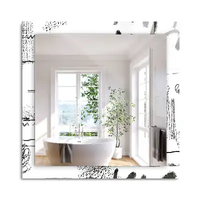 Miroir rectangulaire à cadre imprimé lignes ondulées modernes abstraites
