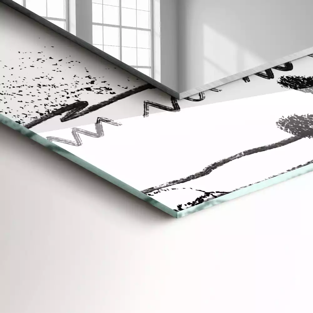 Miroir rectangulaire à cadre imprimé lignes ondulées modernes abstraites