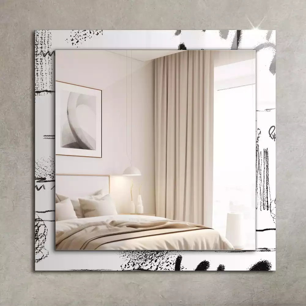 Miroir rectangulaire à cadre imprimé lignes ondulées modernes abstraites