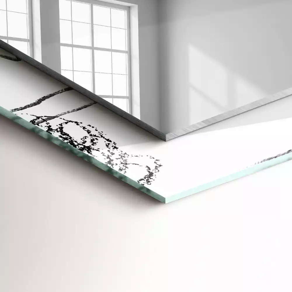 Miroir rectangulaire à cadre imprimé lignes ondulées modernes abstraites
