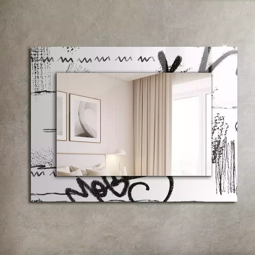 Miroir rectangulaire à cadre imprimé lignes ondulées modernes abstraites