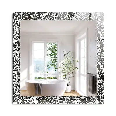 Miroir rectangulaire décoratif motifs en noir et blanc
