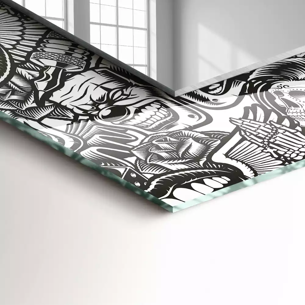 Miroir rectangulaire décoratif motifs en noir et blanc