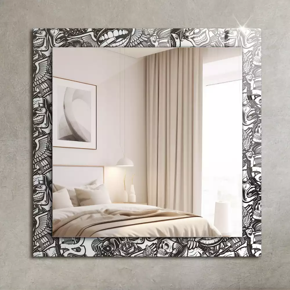 Miroir rectangulaire décoratif motifs en noir et blanc