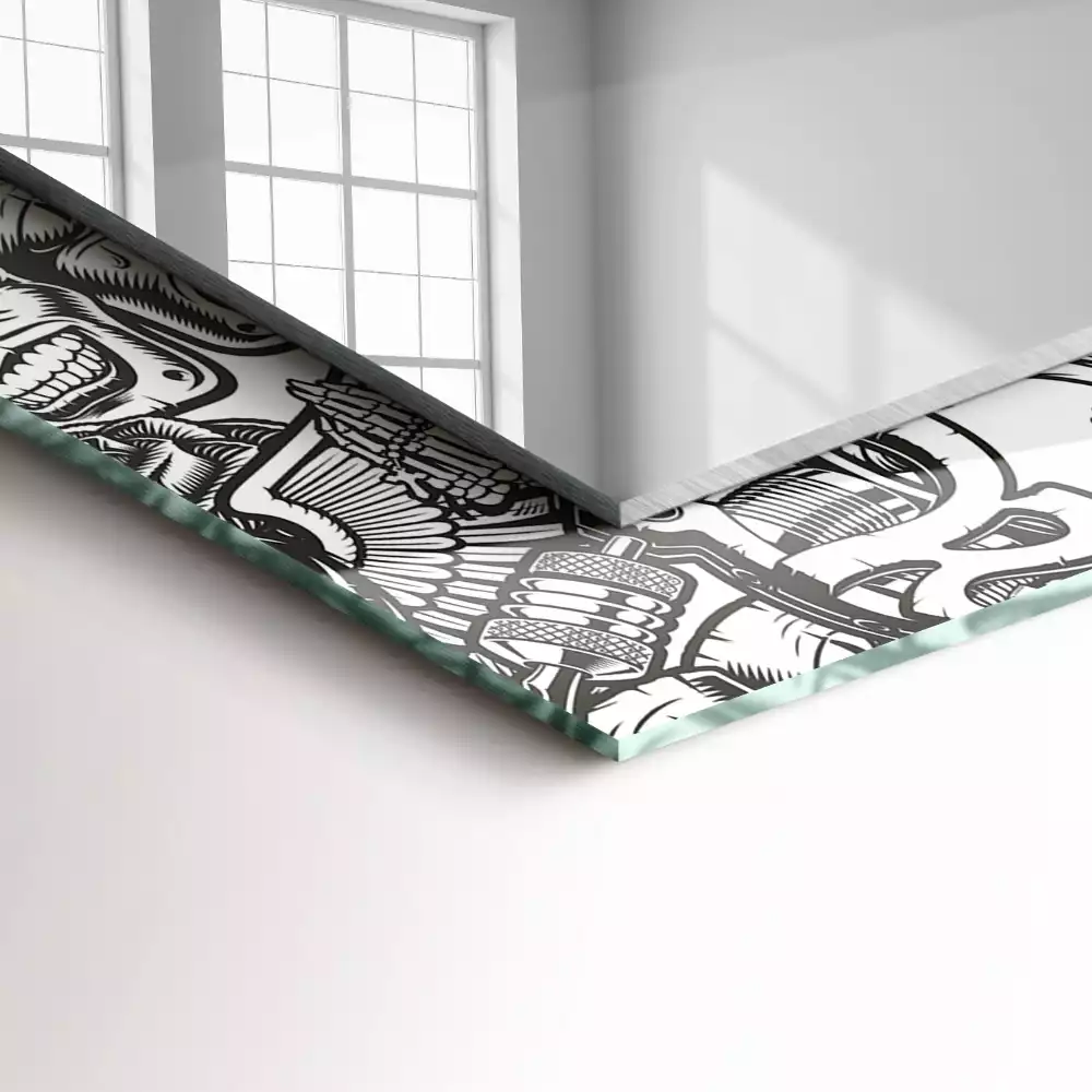 Miroir rectangulaire décoratif motifs en noir et blanc
