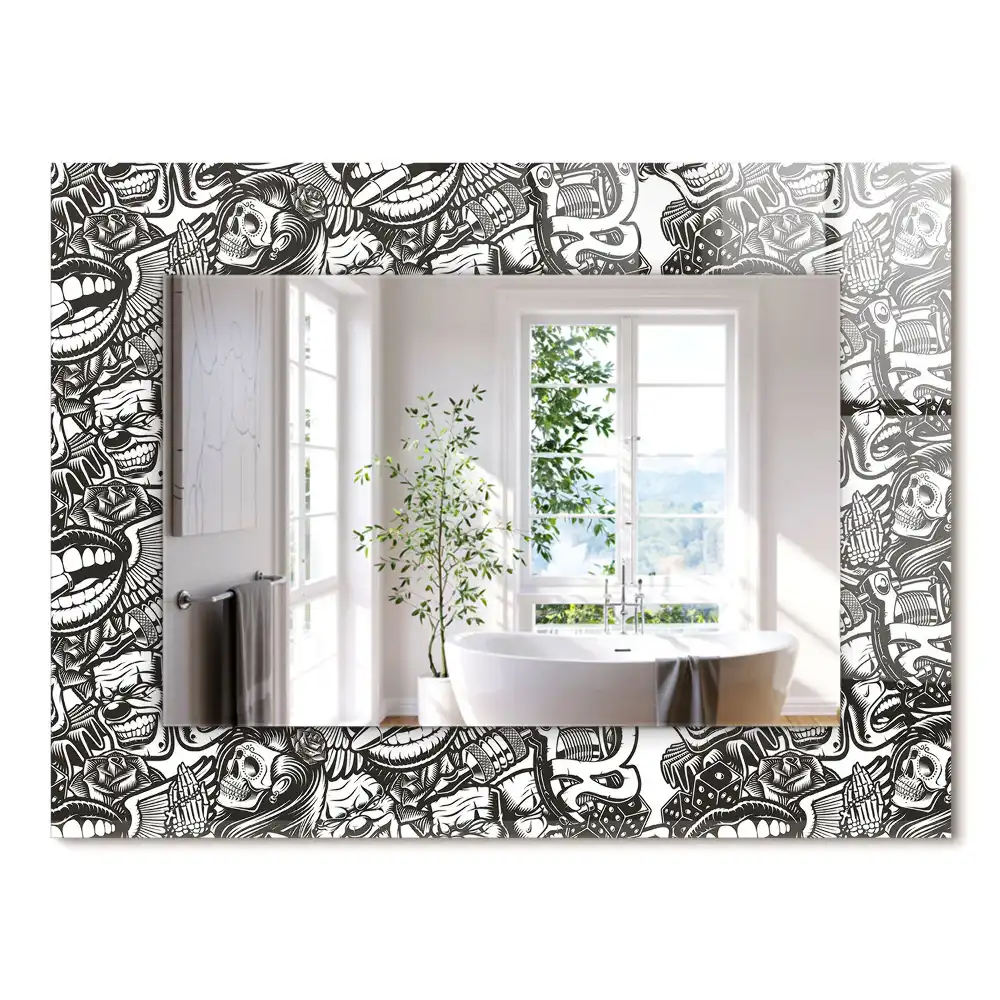 Miroir rectangulaire décoratif motifs en noir et blanc