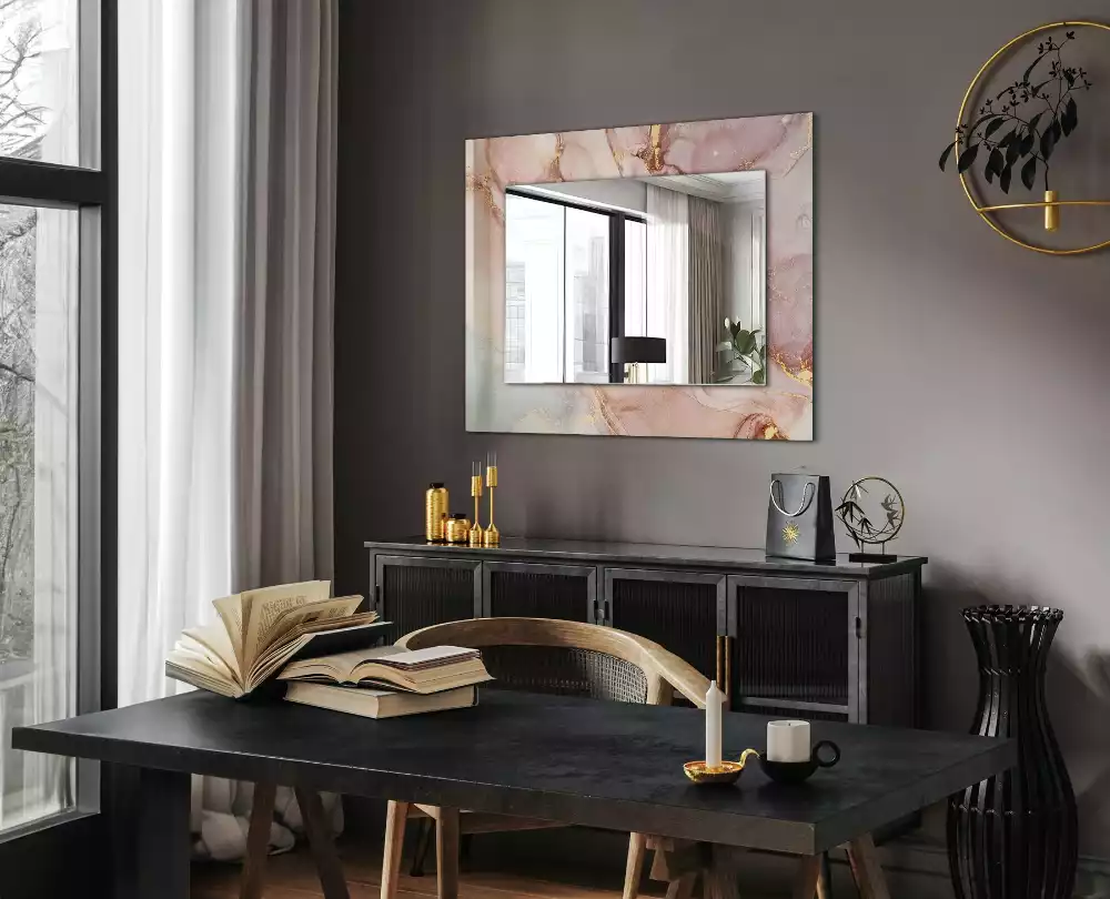 Miroir rectangulaire décoratif imprimé art abstrait en aquarelle