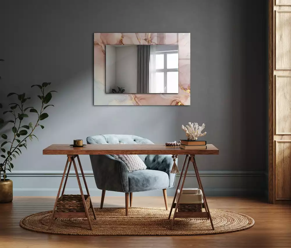 Miroir rectangulaire décoratif imprimé art abstrait en aquarelle