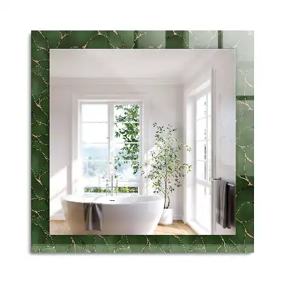 Miroir rectangulaire avec cadre imprimé motif feuilles vertes
