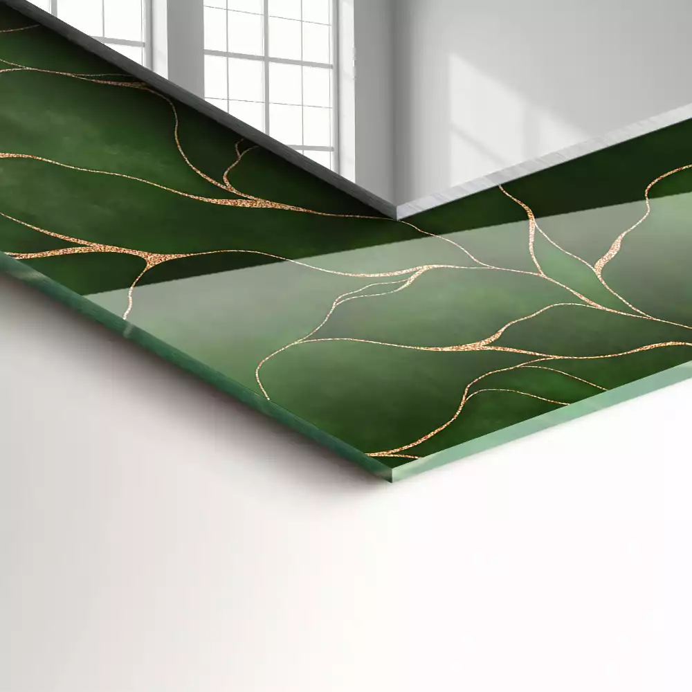 Miroir rectangulaire avec cadre imprimé motif feuilles vertes