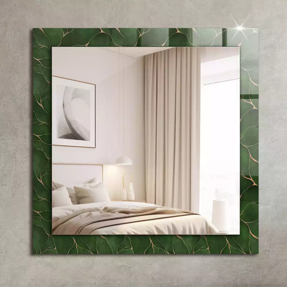 Miroir rectangulaire avec cadre imprimé motif feuilles vertes