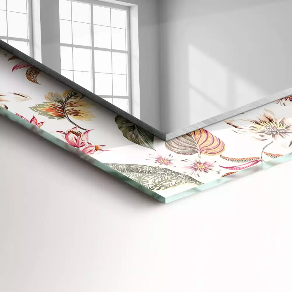 Miroir rectangulaire à cadre imprimé fleurs et feuilles