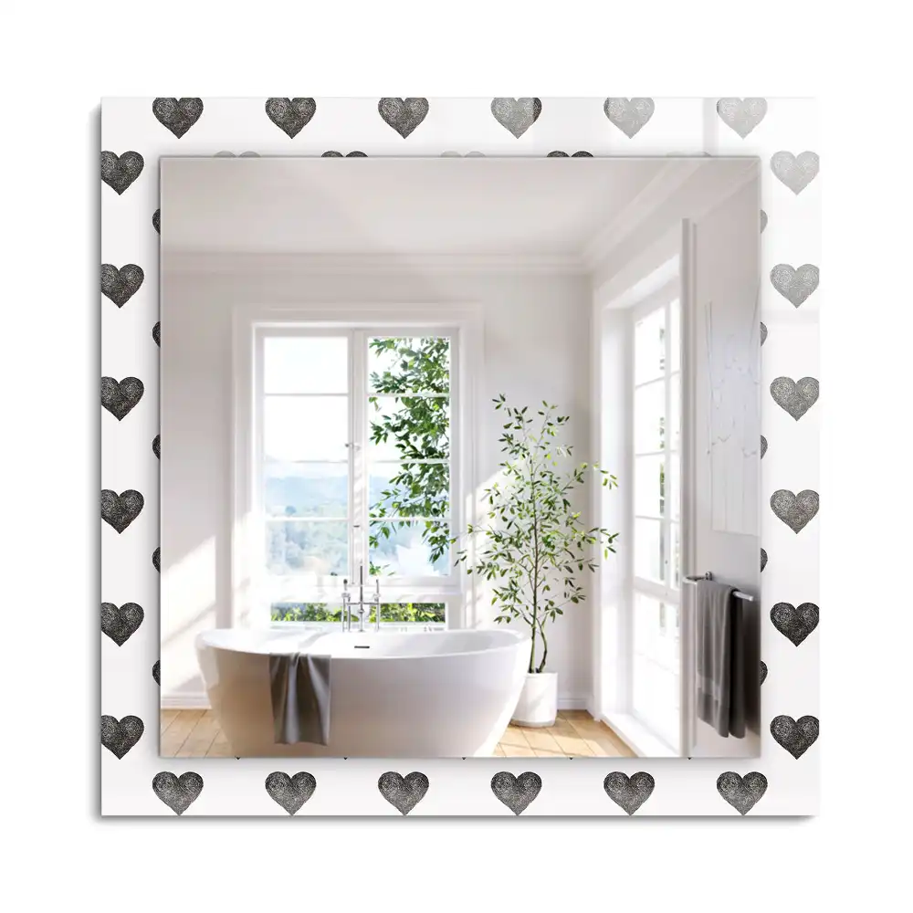 Miroir rectangulaire décoratif motif cœurs noirs