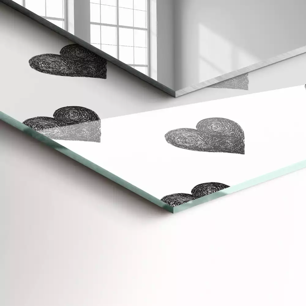 Miroir rectangulaire décoratif motif cœurs noirs