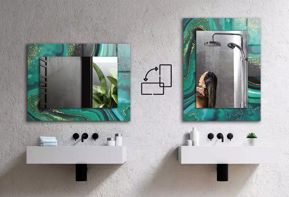 Miroir rectangulaire décoratif motif cœurs noirs