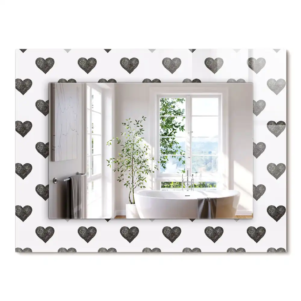 Miroir rectangulaire décoratif motif cœurs noirs