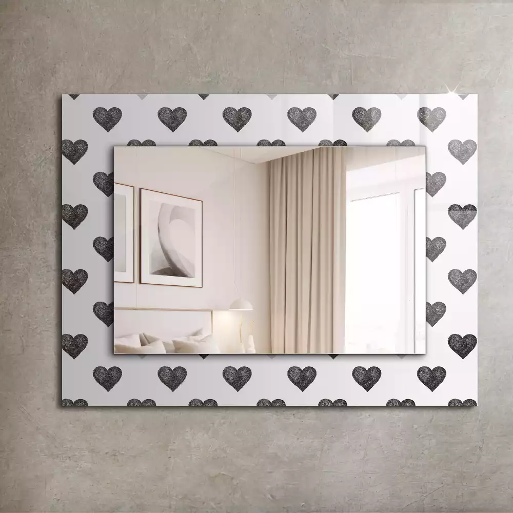 Miroir rectangulaire décoratif motif cœurs noirs