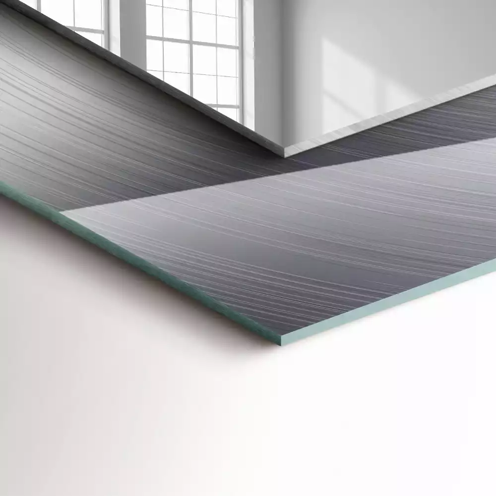 Miroir rectangulaire imprimé surface métallique ronde