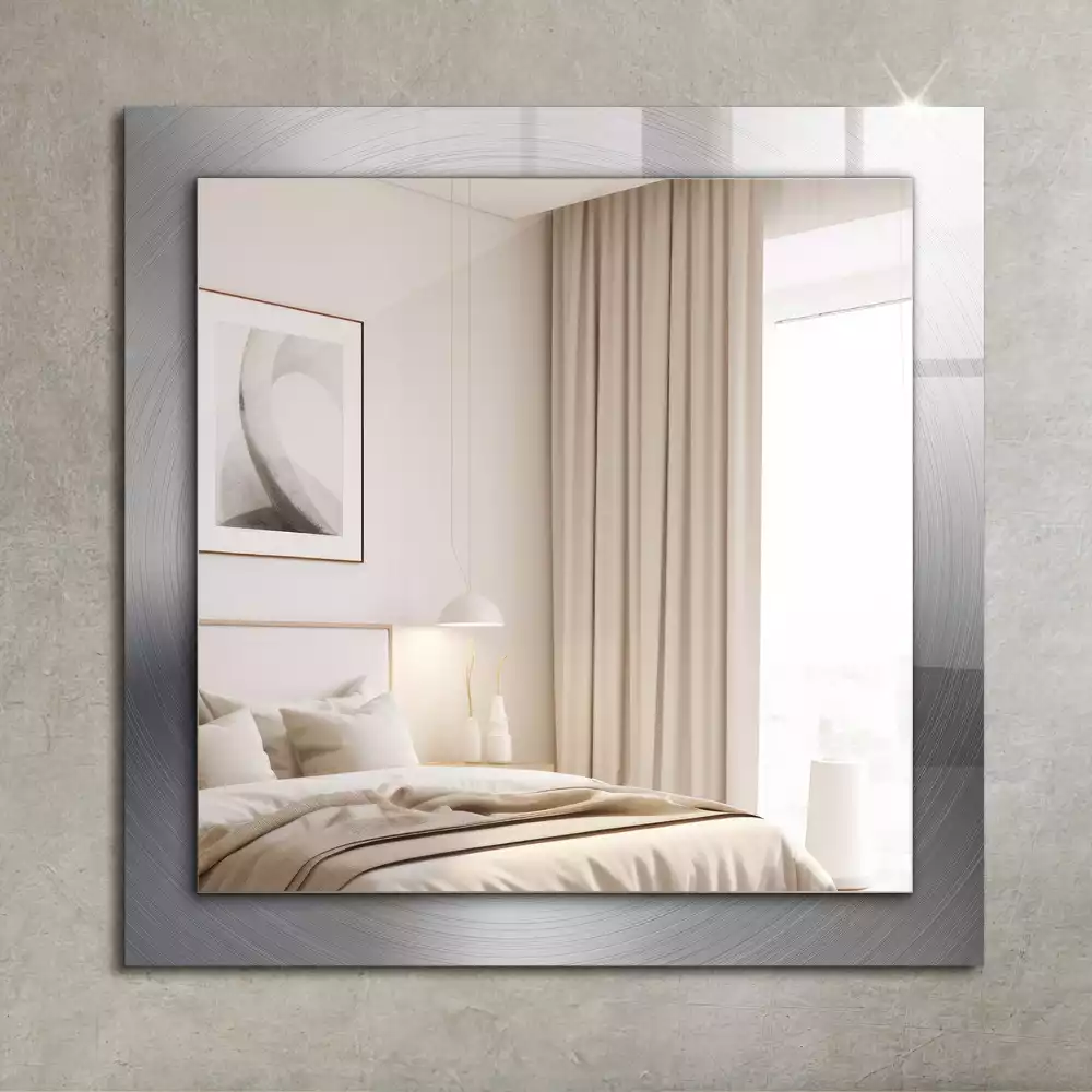 Miroir rectangulaire imprimé surface métallique ronde