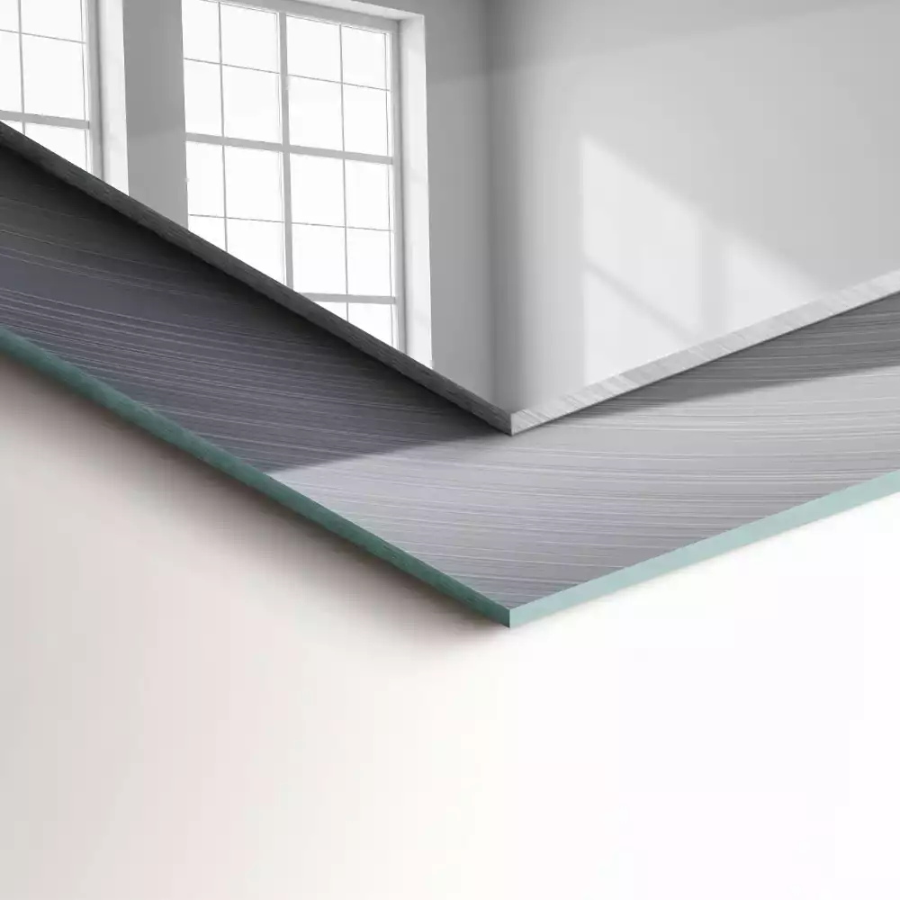 Miroir rectangulaire imprimé surface métallique ronde