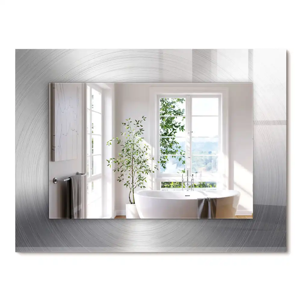 Miroir rectangulaire imprimé surface métallique ronde