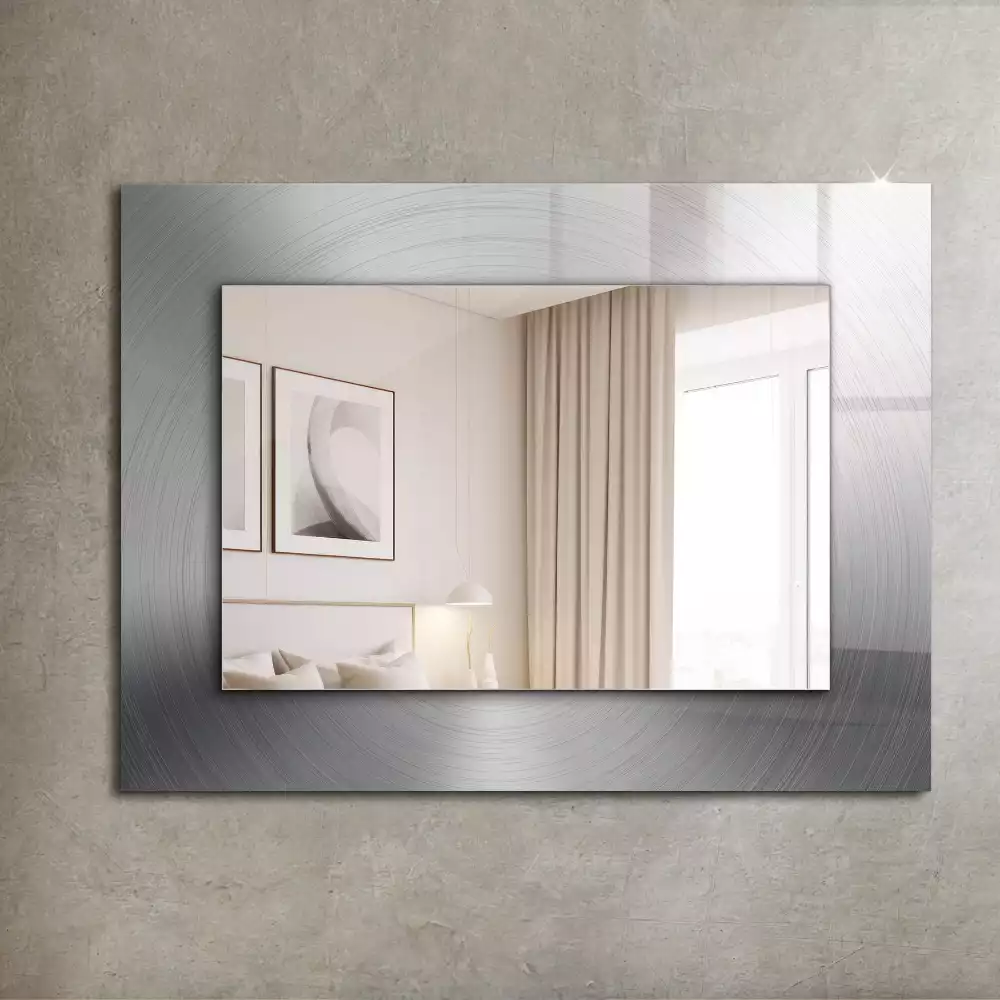 Miroir rectangulaire imprimé surface métallique ronde