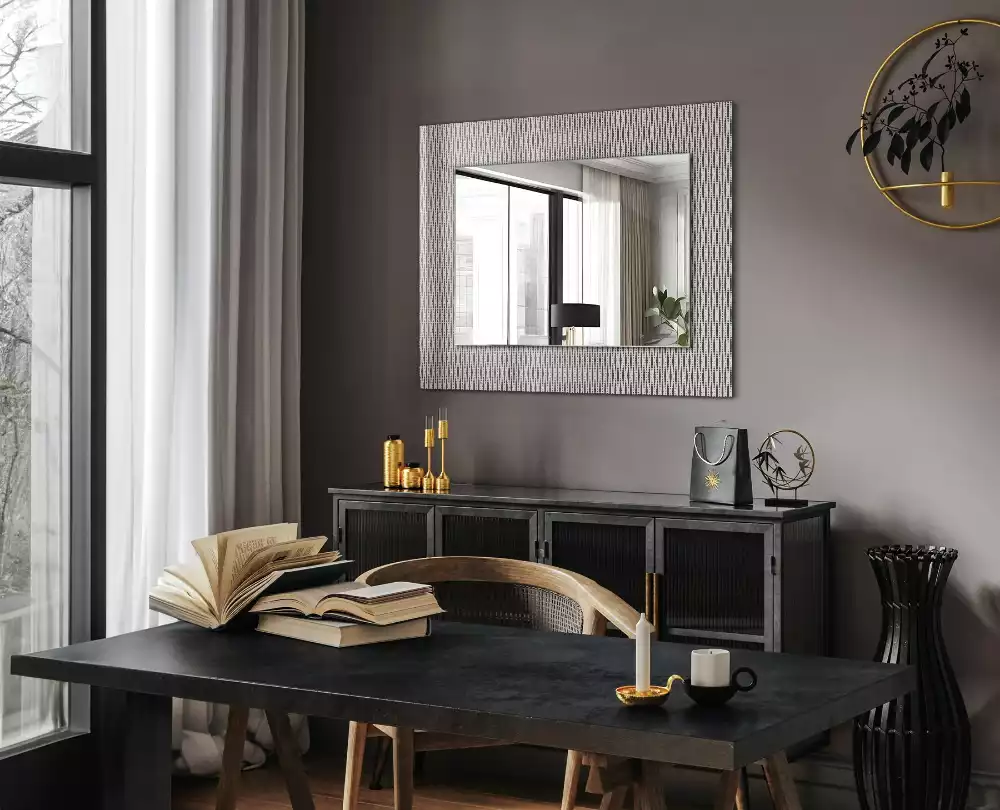 Miroir rectangulaire décoratif imprimé motif de tissu textile