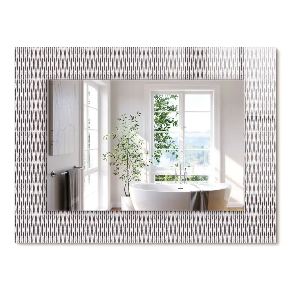 Miroir rectangulaire décoratif imprimé motif de tissu textile