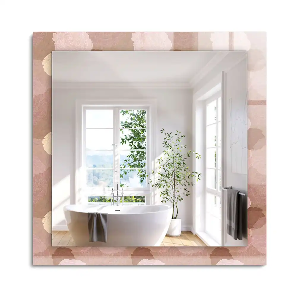 Miroir rectangulaire avec cadre imprimé fleurs de pivoines