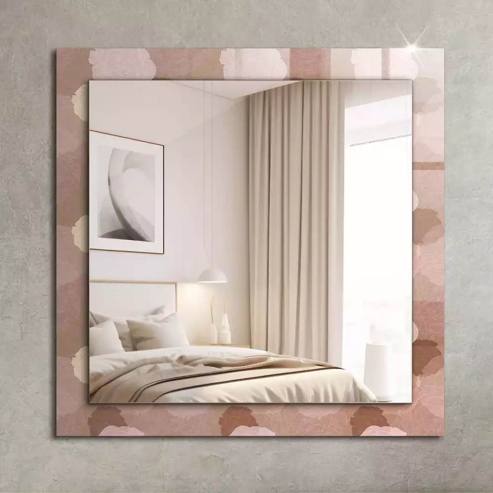 Miroir rectangulaire avec cadre imprimé fleurs de pivoines