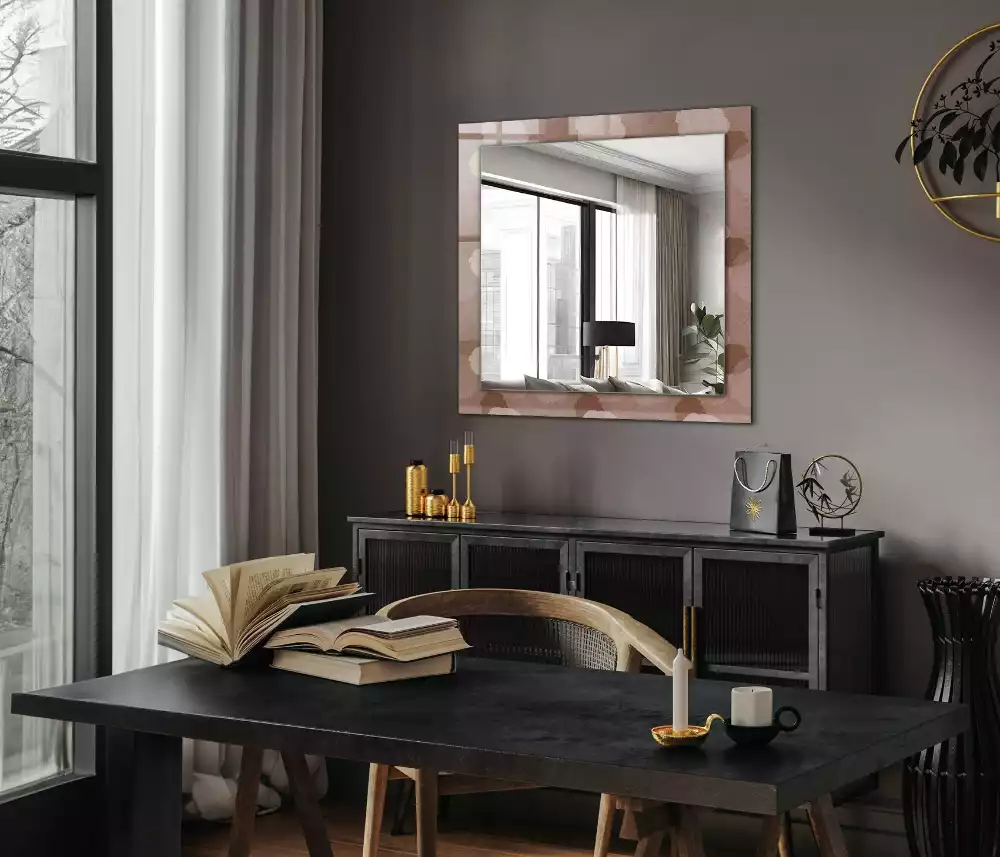 Miroir rectangulaire avec cadre imprimé fleurs de pivoines