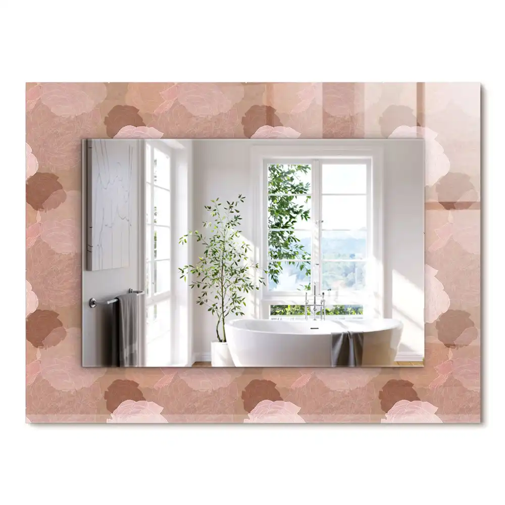 Miroir rectangulaire avec cadre imprimé fleurs de pivoines