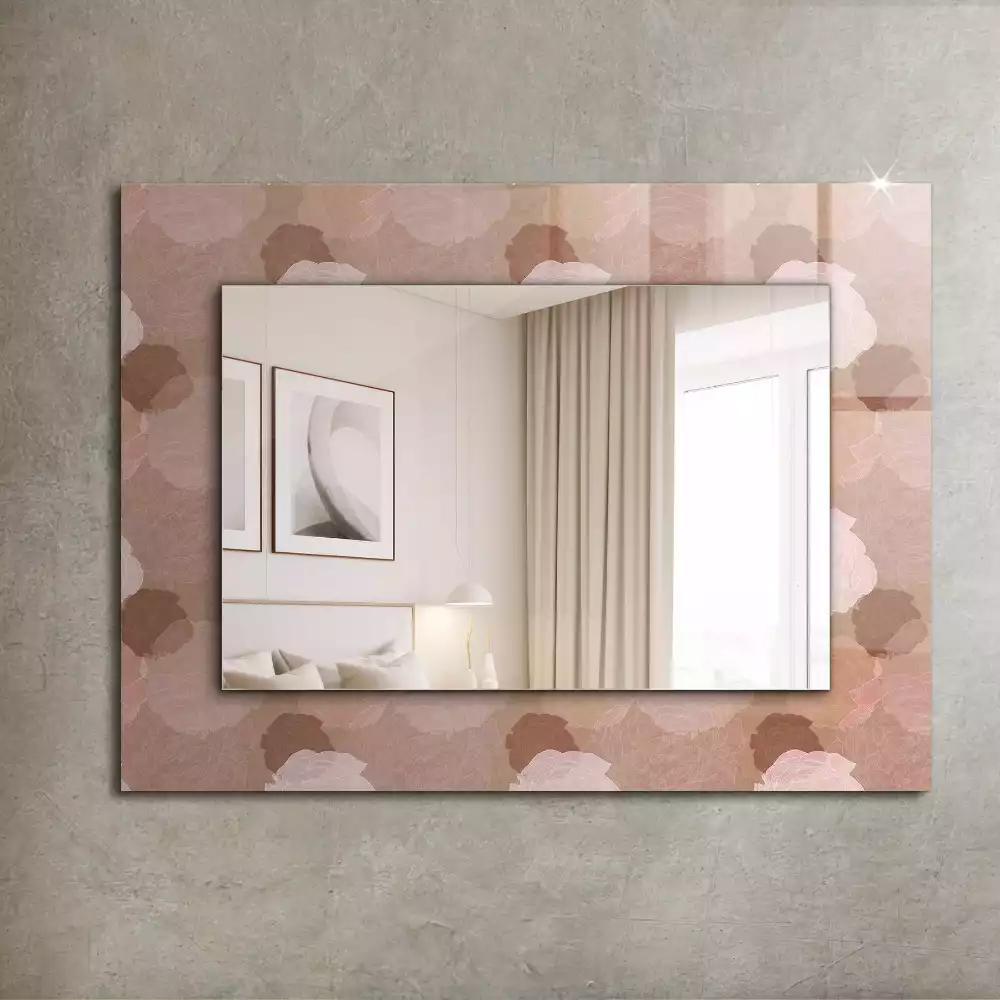 Miroir rectangulaire avec cadre imprimé fleurs de pivoines