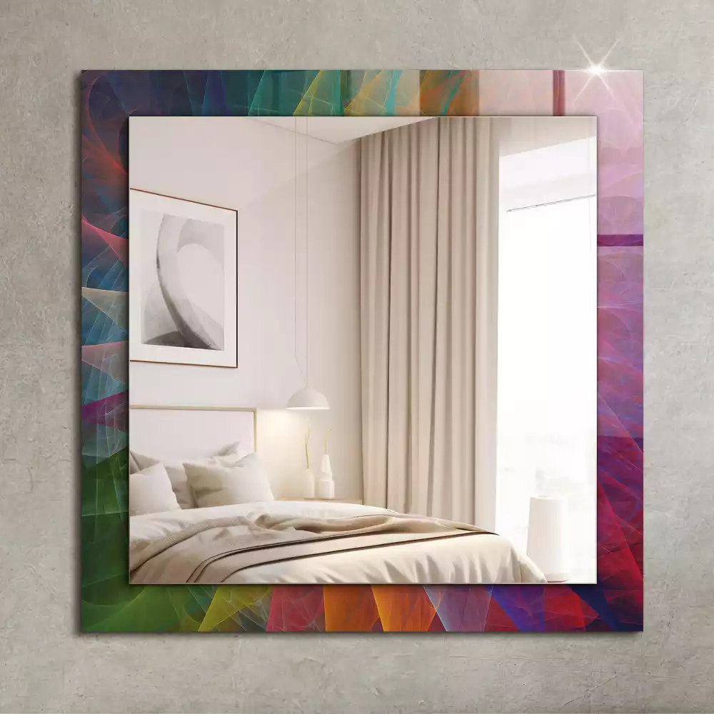 Miroir rectangulaire à cadre imprimé spirale abstraite colorée
