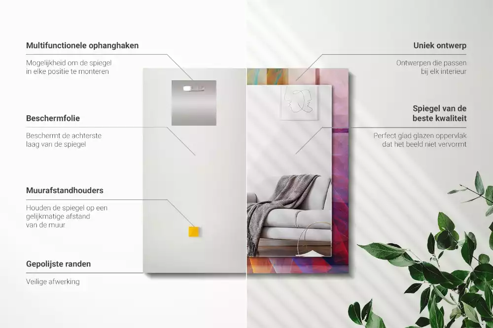 Miroir rectangulaire à cadre imprimé spirale abstraite colorée