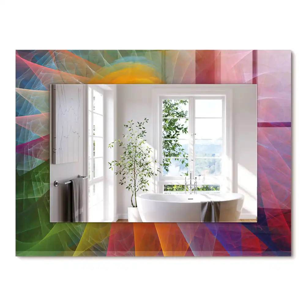 Miroir rectangulaire à cadre imprimé spirale abstraite colorée