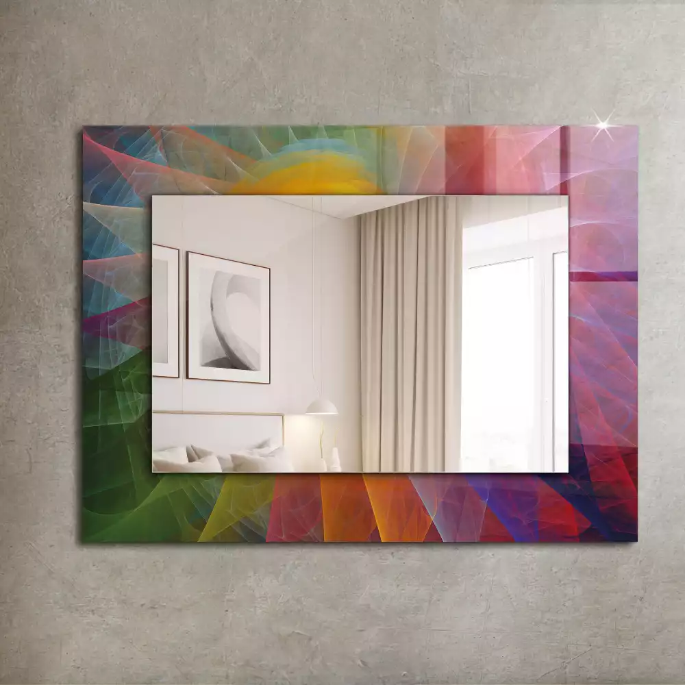 Miroir rectangulaire à cadre imprimé spirale abstraite colorée