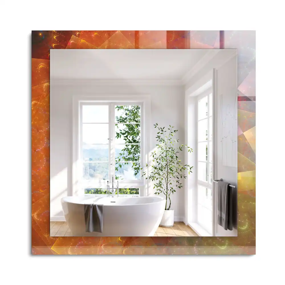 Miroir rectangulaire décoratif spirale fractale colorée