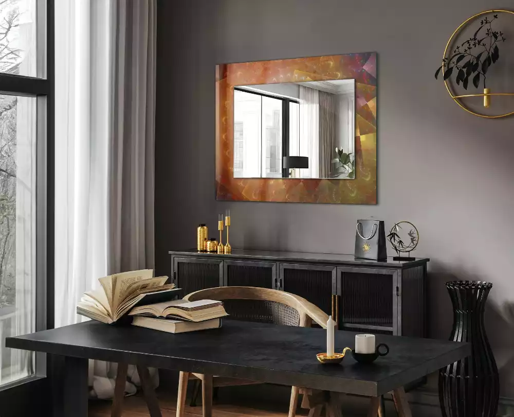 Miroir rectangulaire décoratif spirale fractale colorée